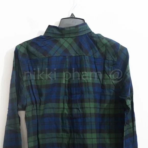 Weatherproof Vintage Women’s Flannel Shirt Long Sleeve  in Green - Picture 3 of 4